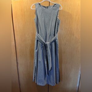 Anne Klein Black and White Gingham Maxi Dress with Tie Waist